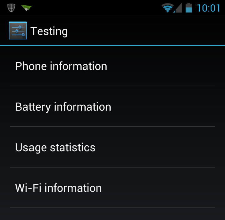 Select Phone Information on Testing menu