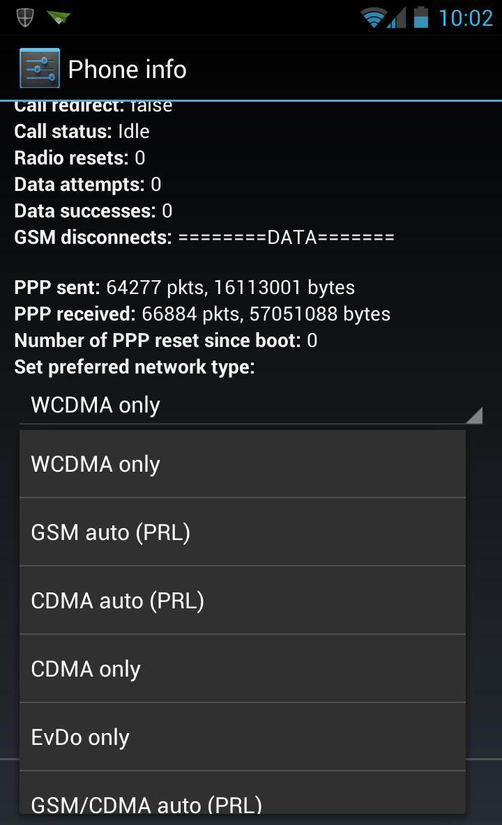 Select "WCDMA only" on Preferred Network Type